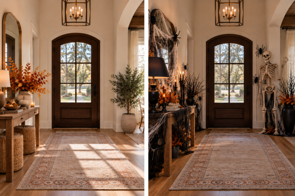 Elegant-Fall-Foyer-vs.-Spooky-Halloween-Makeover-1-1024x683 Fall Curb Appeal Ideas When Selling Your Home Boehm Team Featured Properties Elegant-Fall-Foyer-vs.-Spooky-Halloween-Makeover-1-1024x683